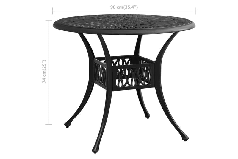 Havebord 90x90x74 cm Støbt Aluminium Sort - Sort - Havemøbler - Havesofaer & bænke - Udendørs bænk & havebænk