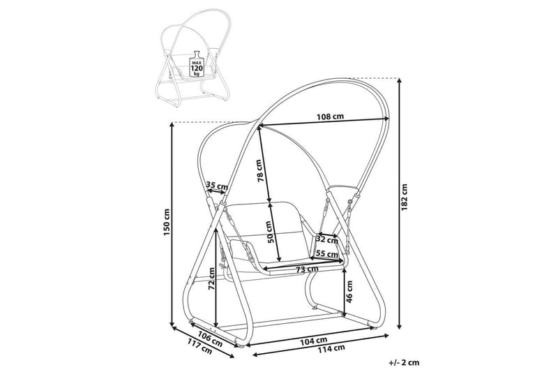 Havegynge Solagna - Lys grå, 114x117x182 cm - Havemøbler - Havesofaer & bænke - Gyngesofa