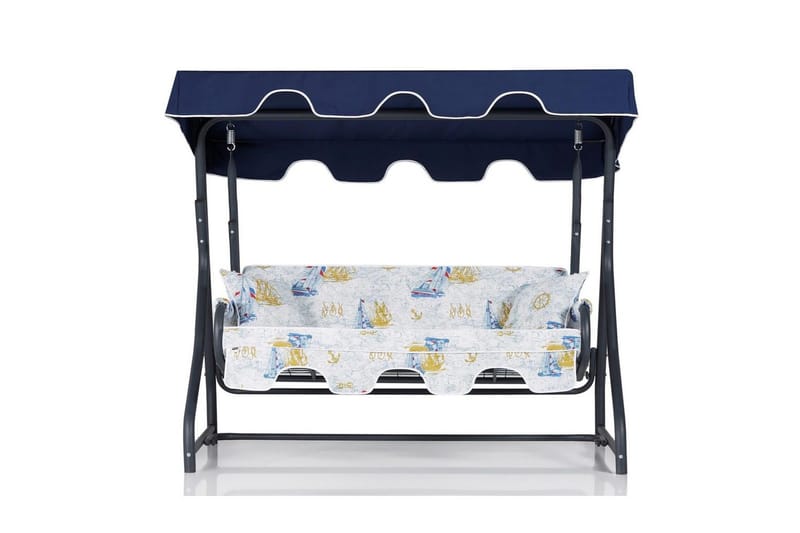Havemøbelsæt Til Tre, Gyngestol Colomieuan Blå / Hvid - Multifarvet - Havemøbler - Havesofaer & bænke - Gyngesofa
