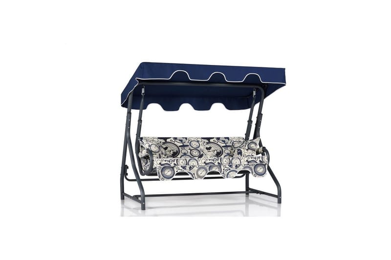 Havemøbelsæt Til Tre, Gyngestol Colomieuan Mørk Blå / Creme / Sort - Mørk Blå / Creme / Sort - Havemøbler - Havesofaer & bænke - Gyngesofa