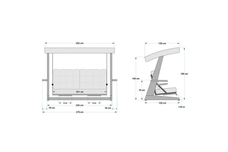Havemøbelsæt Til Tre, Gyngestol Dasina Naturlig / Beige - Naturlig / Beige - Havemøbler - Havesofaer & bænke - Gyngesofa