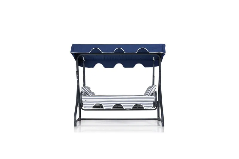 Havemøbelsæt Til Tre, Gyngestol Gowanda (200 x 165 x 110 cm) Lys Grå / Blå - Lys Grå / Blå - Havemøbler - Havesofaer & bænke - Hængesofaer