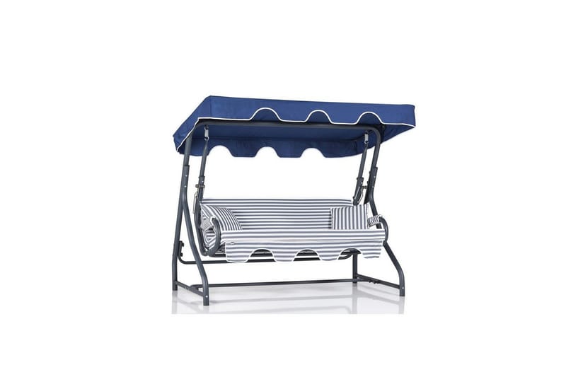 Havemøbelsæt Til Tre, Gyngestol Gowanda (200 x 165 x 110 cm) Lys Grå / Blå - Lys Grå / Blå - Havemøbler - Havesofaer & bænke - Hængesofaer
