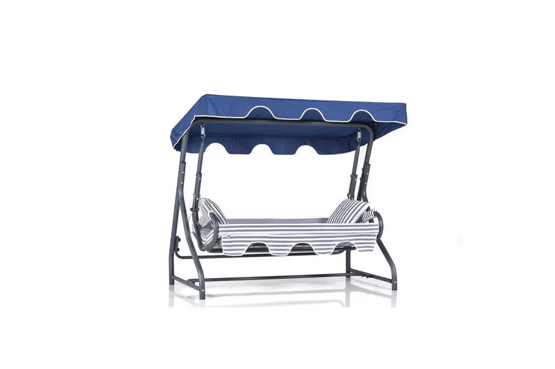 Havemøbelsæt Til Tre, Gyngestol Gowanda (200 x 165 x 110 cm) Lys Grå / Blå - Lys Grå / Blå - Havemøbler - Havesofaer & bænke - Hængesofaer
