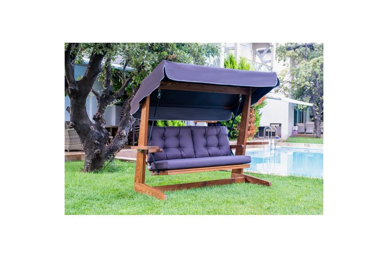 Havemøbelsæt Til Tre - Antracit, 220 x 100 x 175 cm - Havemøbler - Havesofaer & bænke - Gyngesofa