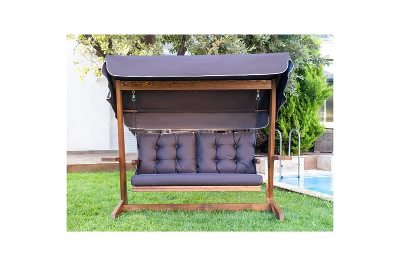 Havemøbelsæt Til Tre - Antracit, 220 x 100 x 175 cm - Havemøbler - Havesofaer & bænke - Gyngesofa