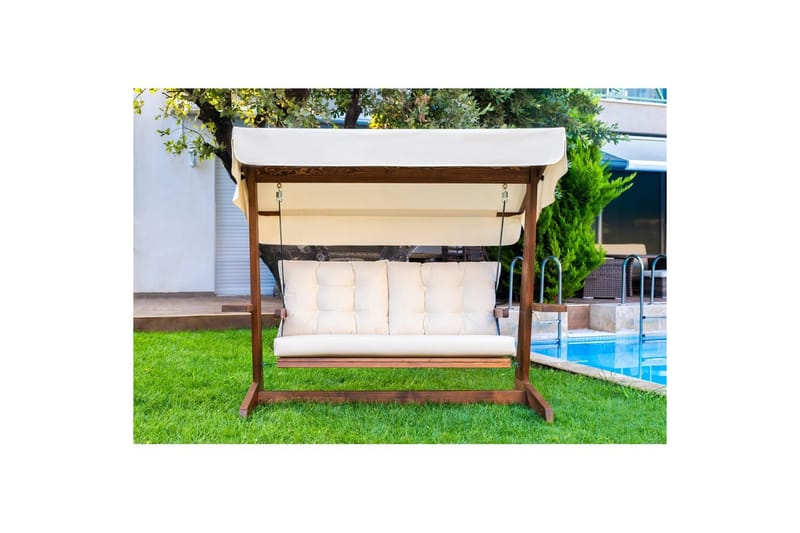 Havemøbelsæt Til Tre - Beige, 220 x 100 x 175 cm - Havemøbler - Havesofaer & bænke - Gyngesofa