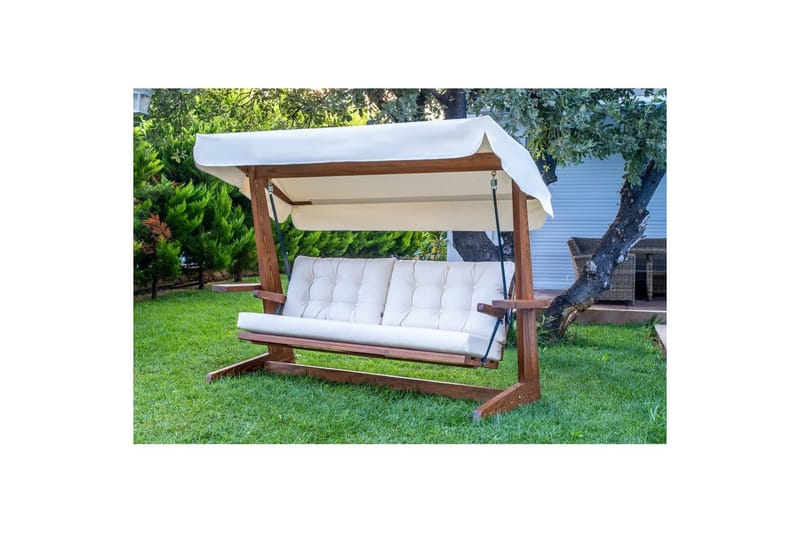 Havemøbelsæt Til Tre - Beige, 237 x 100 x 175 cm - Havemøbler - Havesofaer & bænke - Gyngesofa