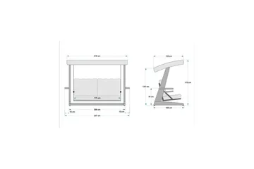 Havemøbelsæt Til Tre - Beige, 237 x 100 x 175 cm - Havemøbler - Havesofaer & bænke - Gyngesofa