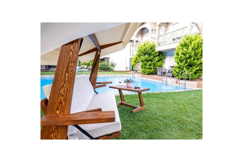 Havemøbelsæt Til Tre - Beige, 237 x 100 x 175 cm - Havemøbler - Havesofaer & bænke - Gyngesofa