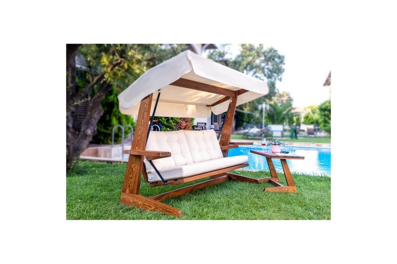 Havemøbelsæt Til Tre - Beige, 237 x 100 x 175 cm - Havemøbler - Havesofaer & bænke - Gyngesofa