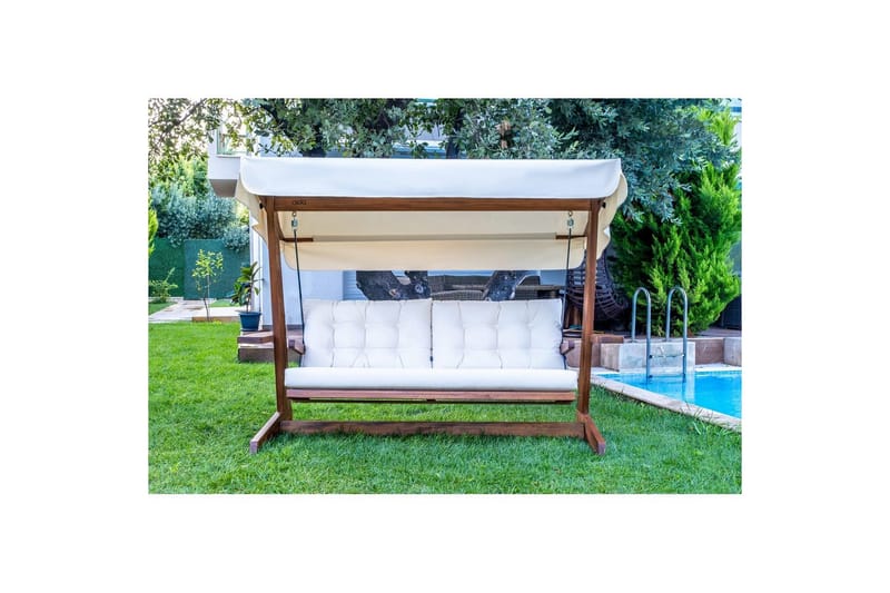 Havemøbelsæt Til Tre - Beige, 237 x 100 x 175 cm - Havemøbler - Havesofaer & bænke - Gyngesofa