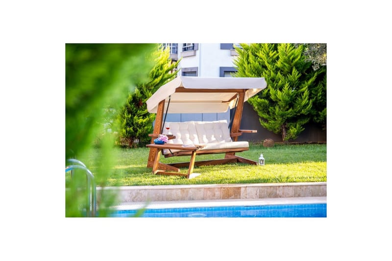 Havemøbelsæt Til Tre - Beige, 237 x 100 x 175 cm - Havemøbler - Havesofaer & bænke - Gyngesofa