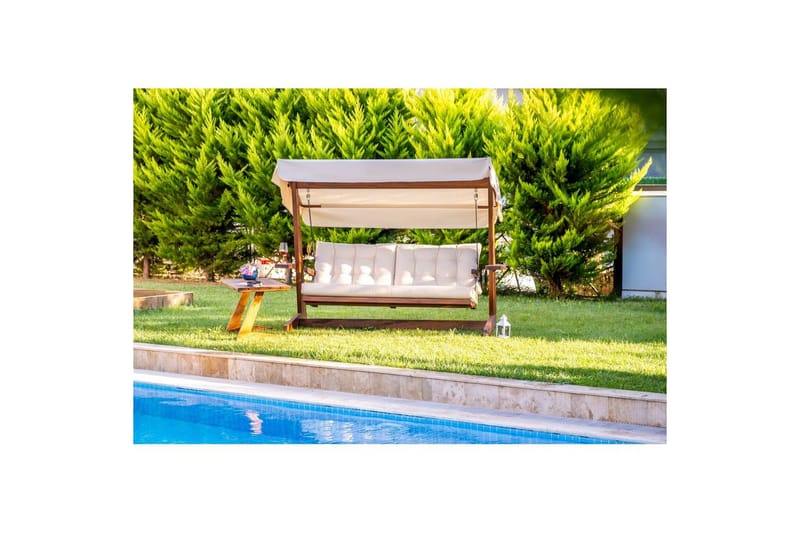 Havemøbelsæt Til Tre - Beige, 237 x 100 x 175 cm - Havemøbler - Havesofaer & bænke - Gyngesofa