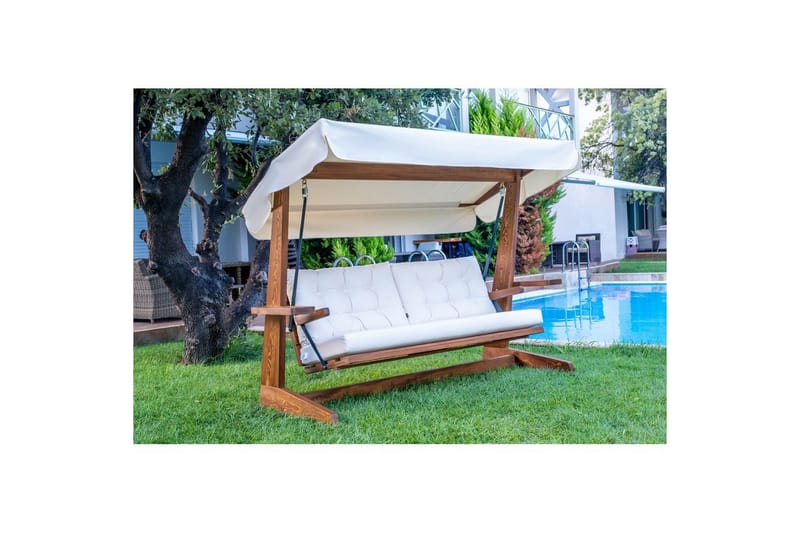 Havemøbelsæt Til Tre - Beige, 237 x 100 x 175 cm - Havemøbler - Havesofaer & bænke - Gyngesofa