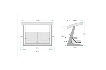 Havemøbelsæt Til Tre - Beige, 237 x 100 x 175 cm - Havemøbler - Havesofaer & bænke - Gyngesofa