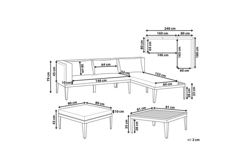 Havesofa sæt med bord 3-personers Bracciano - Have - Udendørs miljø - Altan & terrasse - Altanmøbler