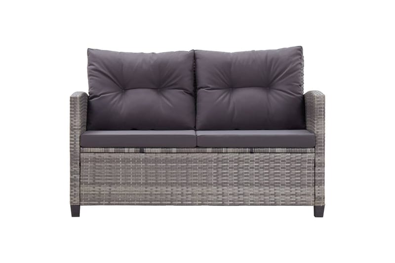 Topersoners Havesofa Med Hynder 124 cm Polyrattan Grå - Havemøbler - Havesofaer & bænke - Havesofaer