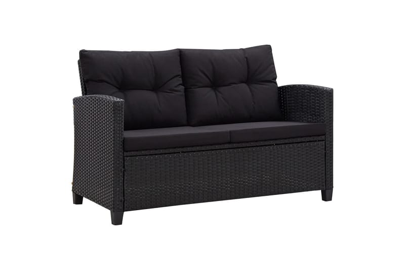 Topersoners Havesofa Med Hynder 124 cm Polyrattan Sort - Havemøbler - Havesofaer & bænke - Havesofaer