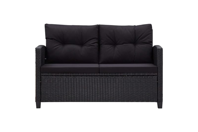 Topersoners Havesofa Med Hynder 124 cm Polyrattan Sort - Havemøbler - Havesofaer & bænke - Havesofaer