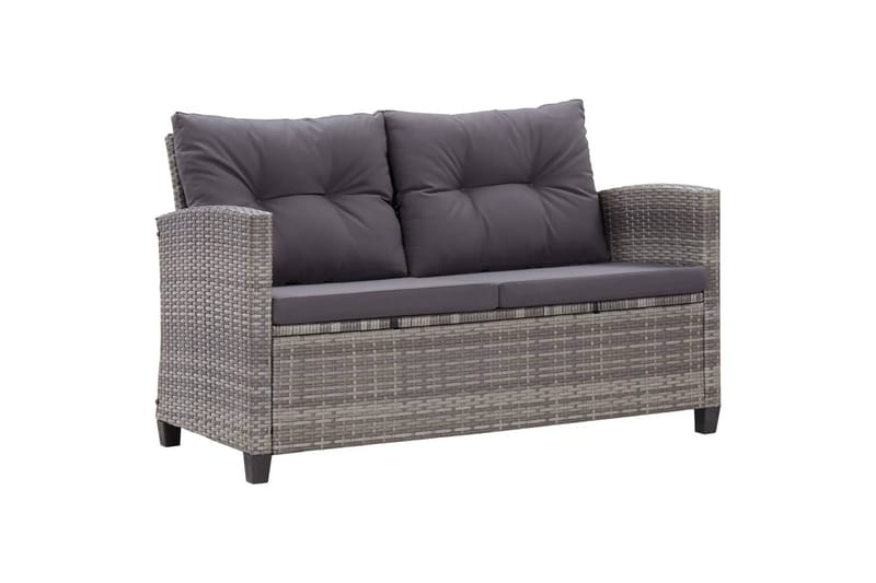 Topersoners Havesofa Med Hynder 124 cm Polyrattan Grå - Havesofaer