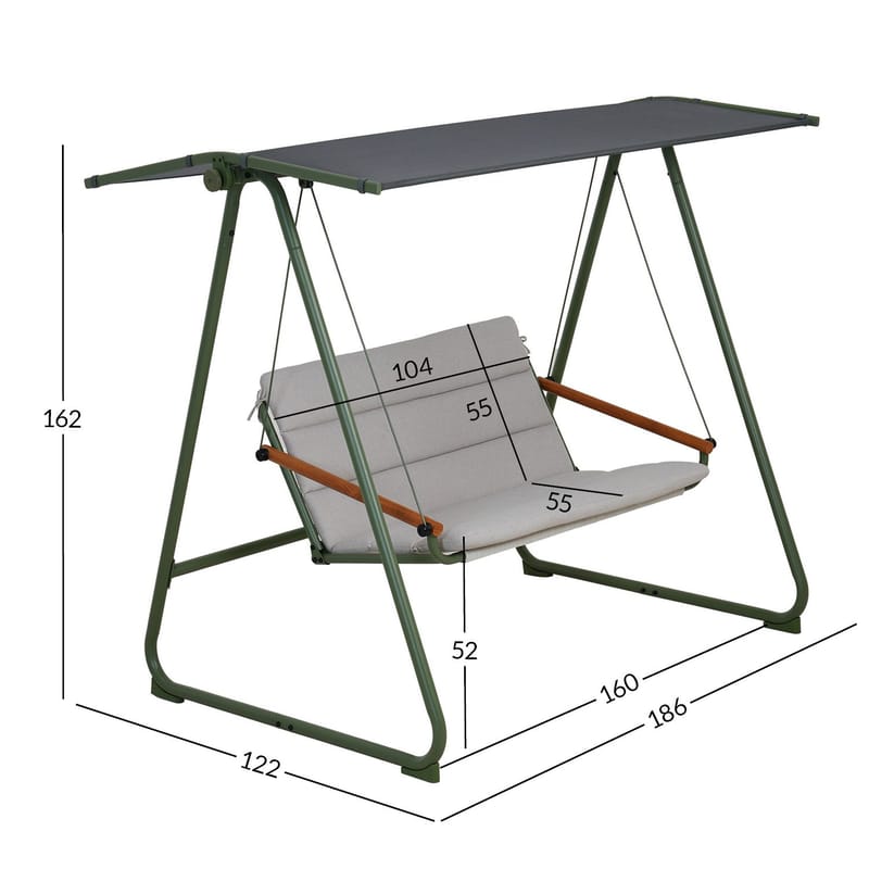 Havestolpe HOME4YOU Massiom 2-personers grøn - Grøn - Havemøbler - Havesofaer & bænke - Gyngesofa