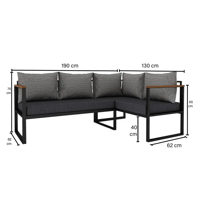 Hue Havesofa 190 cm - Grå/Antracit - Havemøbler - Havesofaer & bænke - Havesofaer