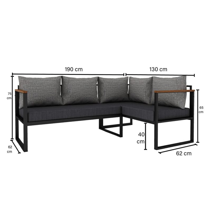 Hue Havesofa 190 cm - Grå/Antracit - Havemøbler - Havesofaer & bænke - Havesofaer