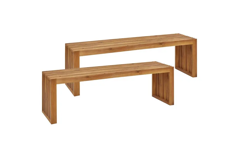 Set med 2 trädgårdsbänkar Beliani Sulzano Light wood, undefined