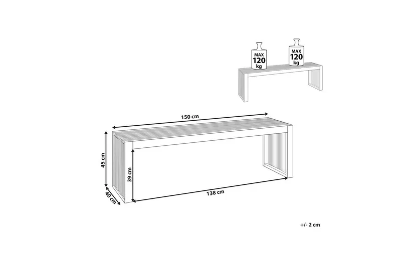 Set med 2 trädgårdsbänkar Beliani Sulzano Light wood - Havemøbler - Havesofaer & bænke - Udendørs bænk & havebænk