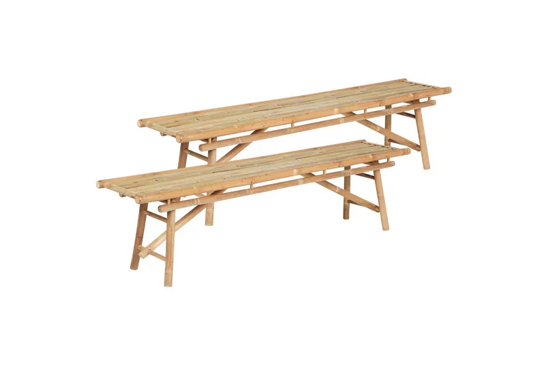 Set med 2 trädgårdsbänkar Beliani Tindari Light wood, undefined
