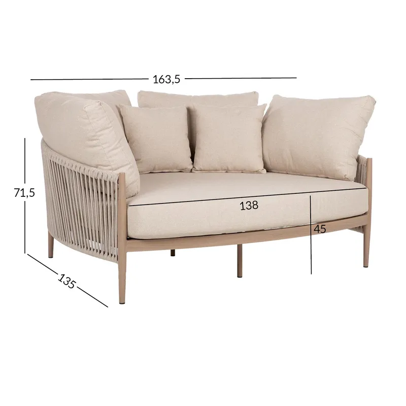 Sofa HOME4YOU Medina 163,5x135x71,5 cm beige - Beige - Havemøbler - Havesofaer & bænke - Havesofaer