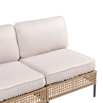 Sofa udendørs 2-personers Omegana uden armlæn kunstflet - Beige/Sort - Havemøbler - Havesofaer & bænke