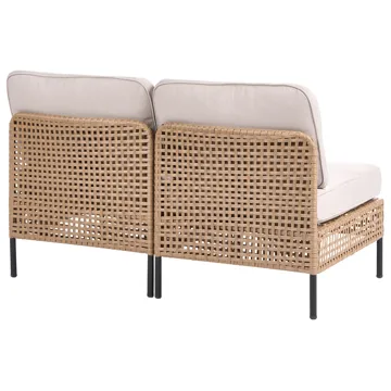 Sofa udendørs 2-personers Omegana uden armlæn kunstflet - Beige/Sort - Havemøbler - Havesofaer & bænke