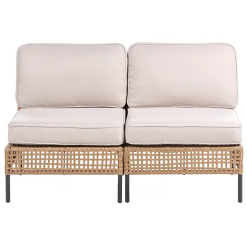 Sofa udendørs 2-personers Omegana uden armlæn kunstflet - Beige/Sort - Havemøbler - Havesofaer & bænke