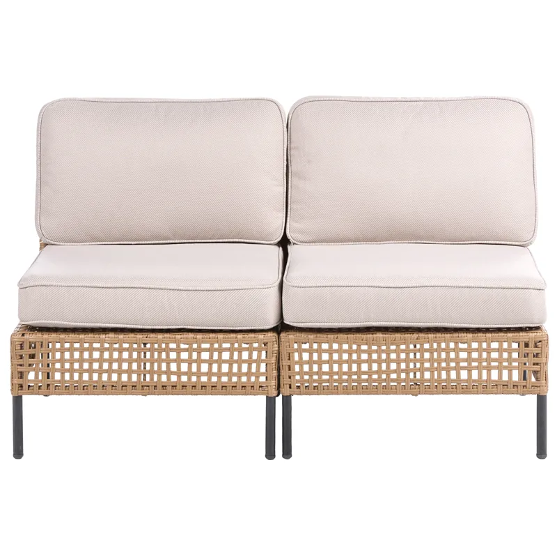 Sofa udendørs 2-personers Omegana uden armlæn kunstflet, Beige/Sort
