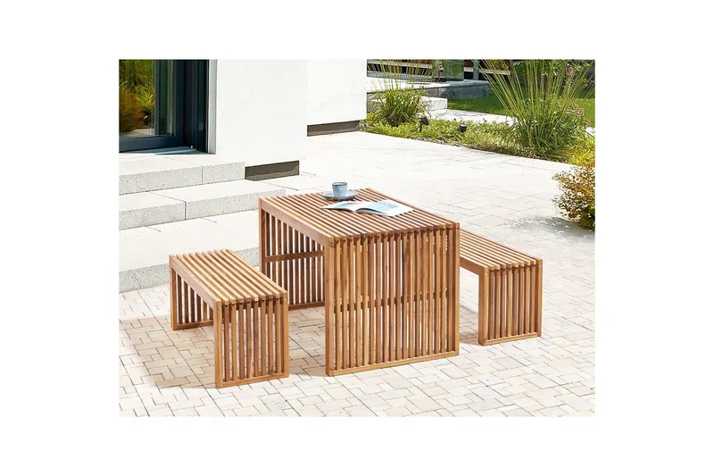 Trädgårdsbänk Beliani Bellano Light wood - Havemøbler - Havesofaer & bænke - Udendørs bænk & havebænk