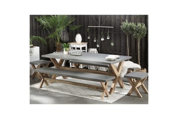 Trädgårdsbänk Beliani Olbia Grå/ljust trä Grey||Light wood - Havemøbler - Havesofaer & bænke - Udendørs bænk & havebænk