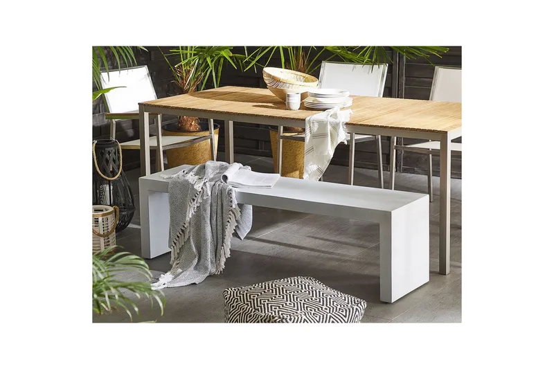 Trädgårdsbänk Beliani Taranto White - Havemøbler - Havesofaer & bænke - Udendørs bænk & havebænk
