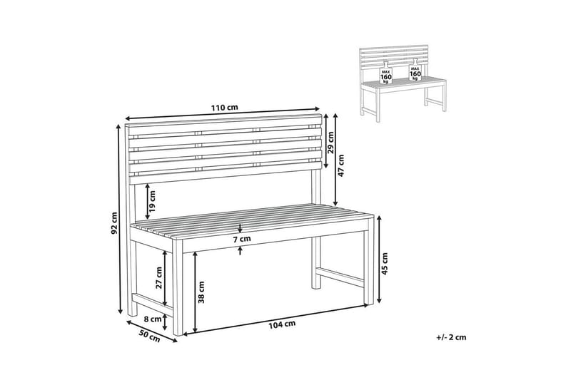 Trädgårdsbänk Beliani Treia Light wood - Havemøbler - Havesofaer & bænke - Udendørs bænk & havebænk