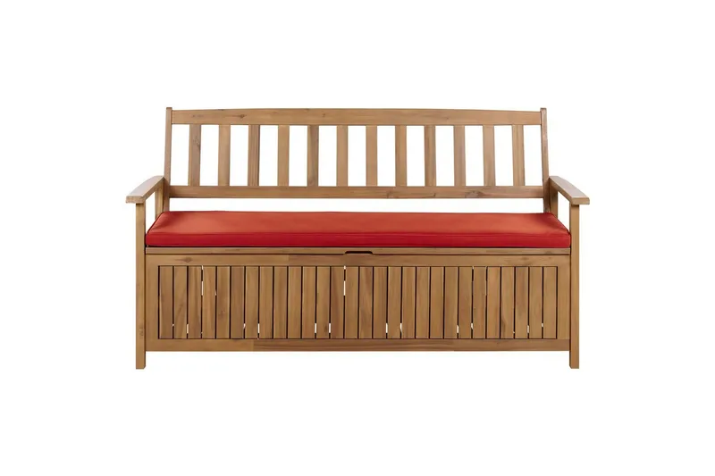 Trädgårdsbänk med dyna Beliani Sovana Ljus trä/beige/grå, 160 cm Light wood||Red, undefined