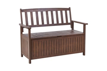 Trädgårdsbänk med dyna Beliani Sovana Mörk trä/vit, 120 cm Dark wood||Grey - Havemøbler - Havesofaer & bænke - Udendørs bænk & havebænk