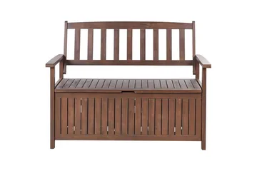 Trädgårdsbänk med dyna Beliani Sovana Mörk trä/vit, 120 cm Dark wood||Grey - Havemøbler - Havesofaer & bænke - Udendørs bænk & havebænk