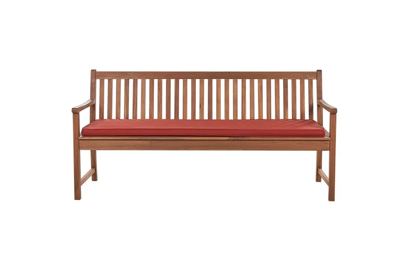 Trädgårdsbänk med dyna Beliani Vivara Light wood||Red, undefined