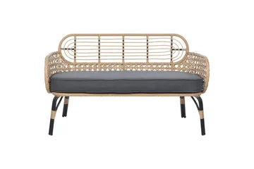 Trädgårdsbänk med dyna Beliani Pratello Natural||Beige||Grey||Black - Havemøbler - Havesofaer & bænke - Havesofaer