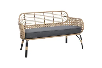 Trädgårdsbänk med dyna Beliani Pratello Natural||Beige||Grey||Black - Havemøbler - Havesofaer & bænke - Havesofaer