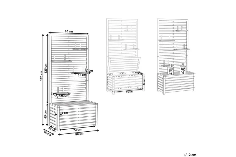 Trädgårdsbänk med väggpanel Beliani Matino Light wood - Havemøbler - Havesofaer & bænke - Udendørs bænk & havebænk