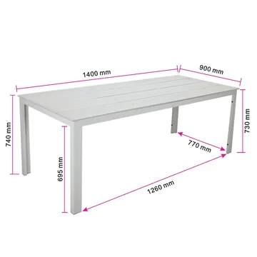Tunis spisebord til udendørsbrug 140x90 cm rektangulært - Beige/Beige - Havemøbler - Havebord - Spisebord & havebord