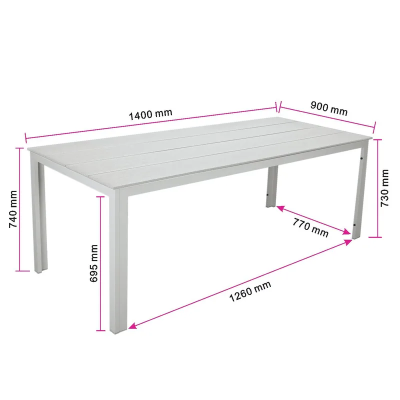 Tunis spisebord til udendørsbrug 140x90 cm rektangulært - Beige/Beige - Havemøbler - Havebord - Spisebord & havebord