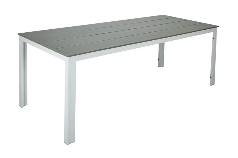 Tunis spisebord til udendørsbrug 205x90 cm rektangulært - Hvid/Grå - Havemøbler - Havebord - Spisebord & havebord